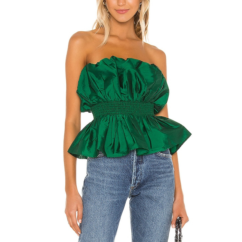 MAJORELLE Green Strapless Top